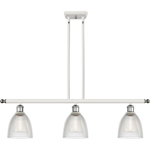 Ballston Castile 3 Light 36 inch White and Polished Chrome Island Light Ceiling Light in Clear Glass, Ballston
