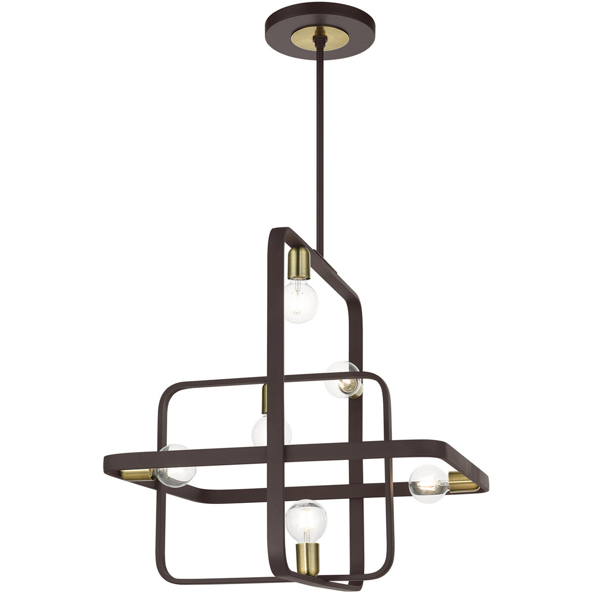 Bergamo 6 Light 25 inch Bronze with Antique Brass Accents Chandelier Ceiling Light