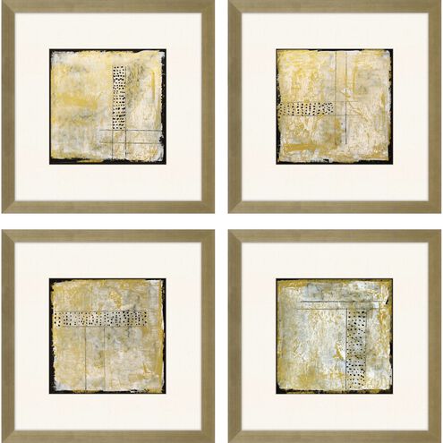 Abstract Collection Modern Antique Silver Leaf Wood With Champagne Wash And Painted Black Edge Framed Art