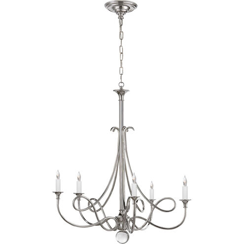 Eric Cohler Double Twist 5 Light 26 inch Polished Nickel Chandelier Ceiling Light