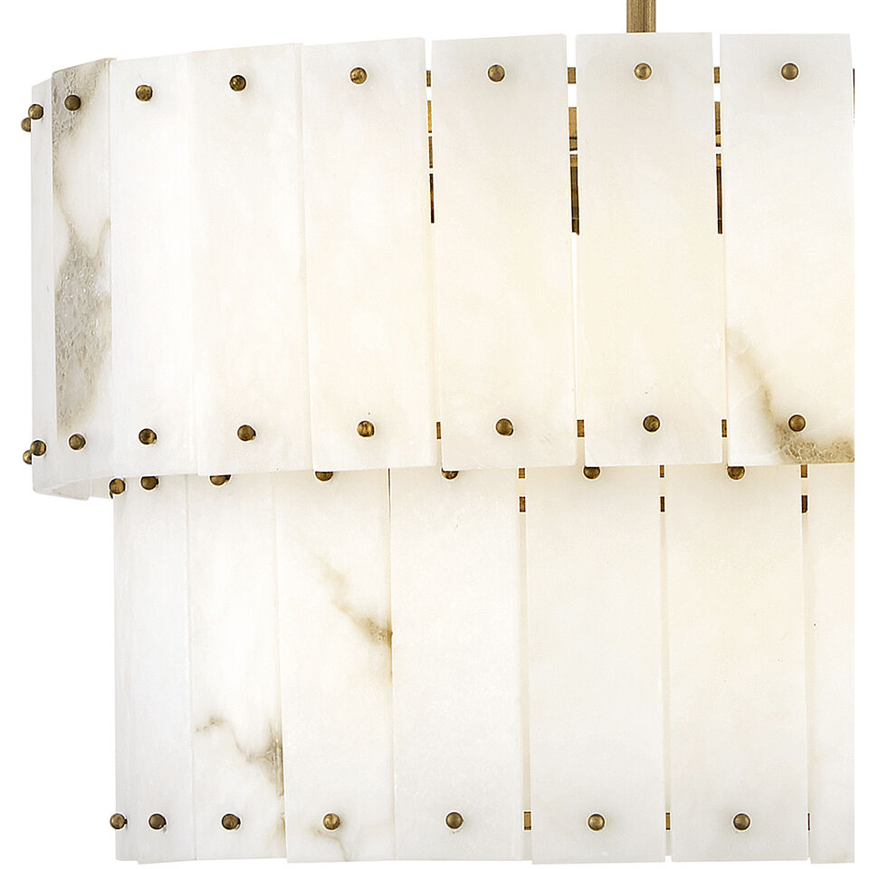 Simone LED 24 inch Burnished Gold Chandelier Ceiling Light in Alabaster, Drum