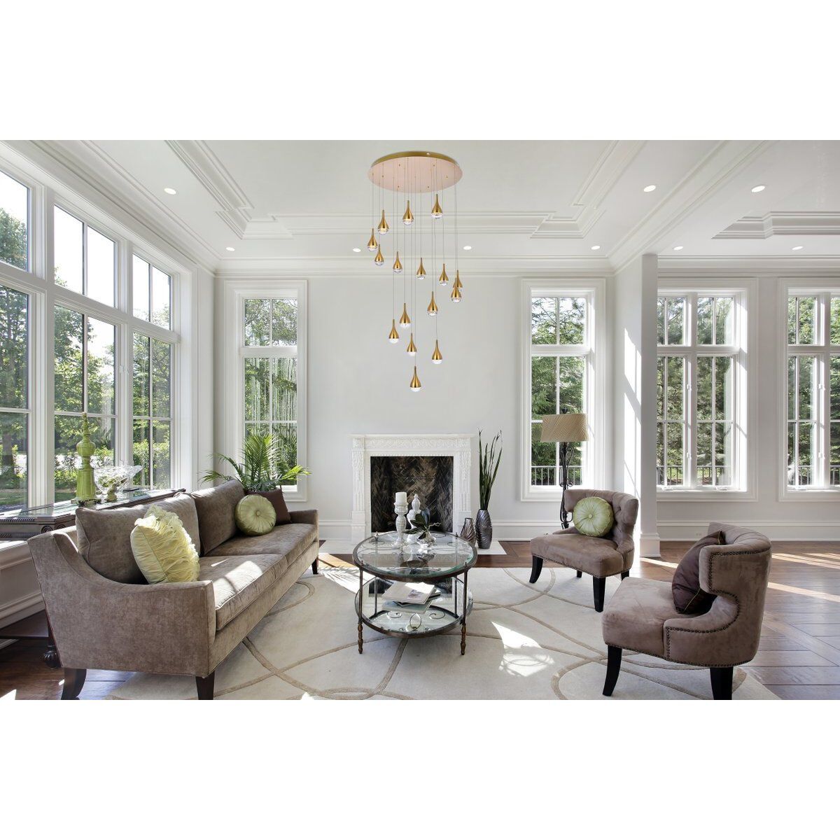 Amherst 16 Light 36 inch Satin Gold Chandelier Ceiling Light