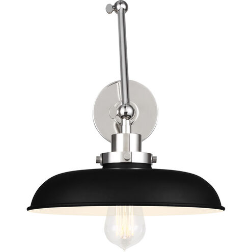 C&M by Chapman & Myers Wellfleet 26 inch 75 watt Midnight Black and Polished Nickel Task Sconce Wall Light in Midnight Black / Polished Nickel