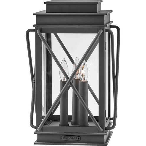 Montecito 3 Light 18.5 inch Museum Black Outdoor Pier Mount Lantern in Non-LED