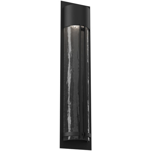Outdoor Round Motif LED 31 inch Textured Black Outdoor Sconce in 3000K LED, Smoke Granite, Tall Round