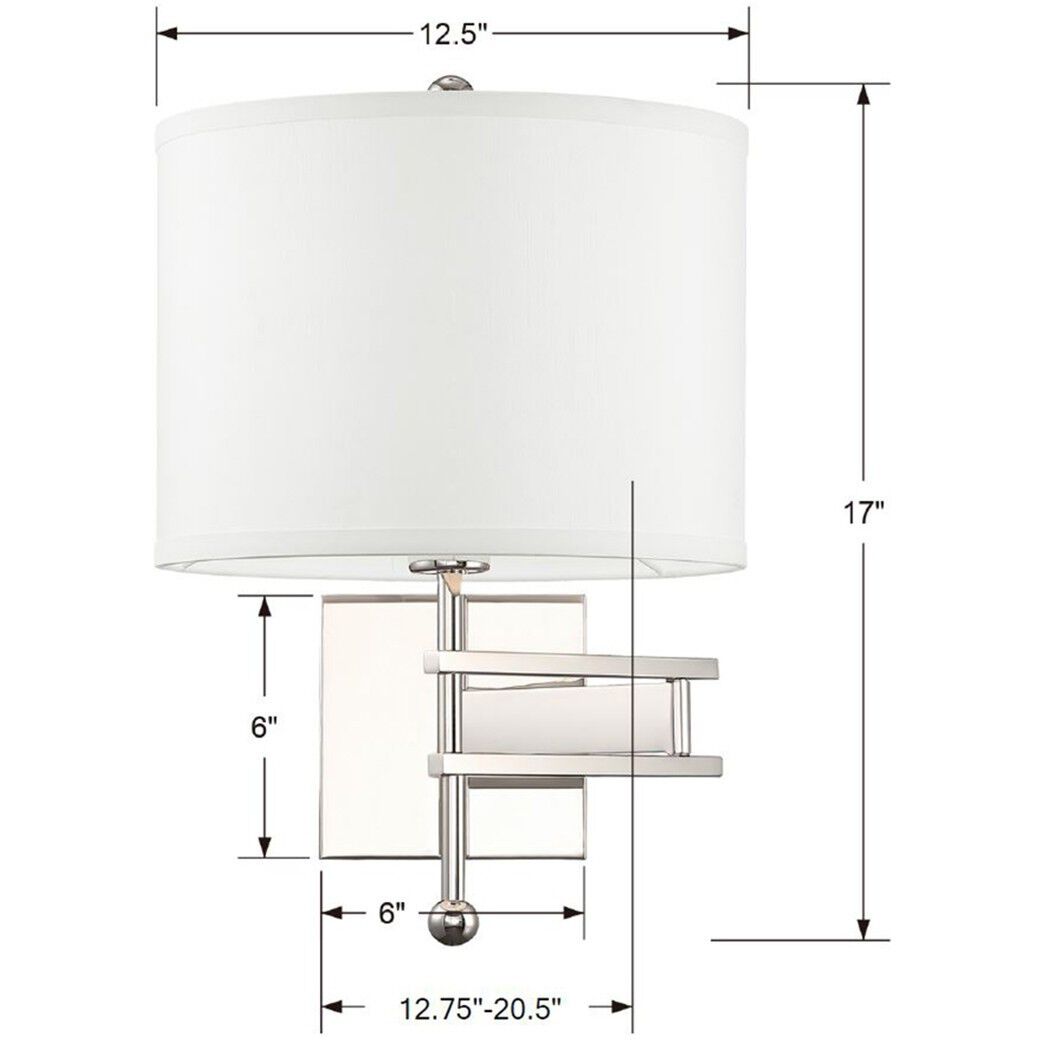 Marshall 20.5 inch 60.00 watt Polished Nickel Task Sconce Wall Light