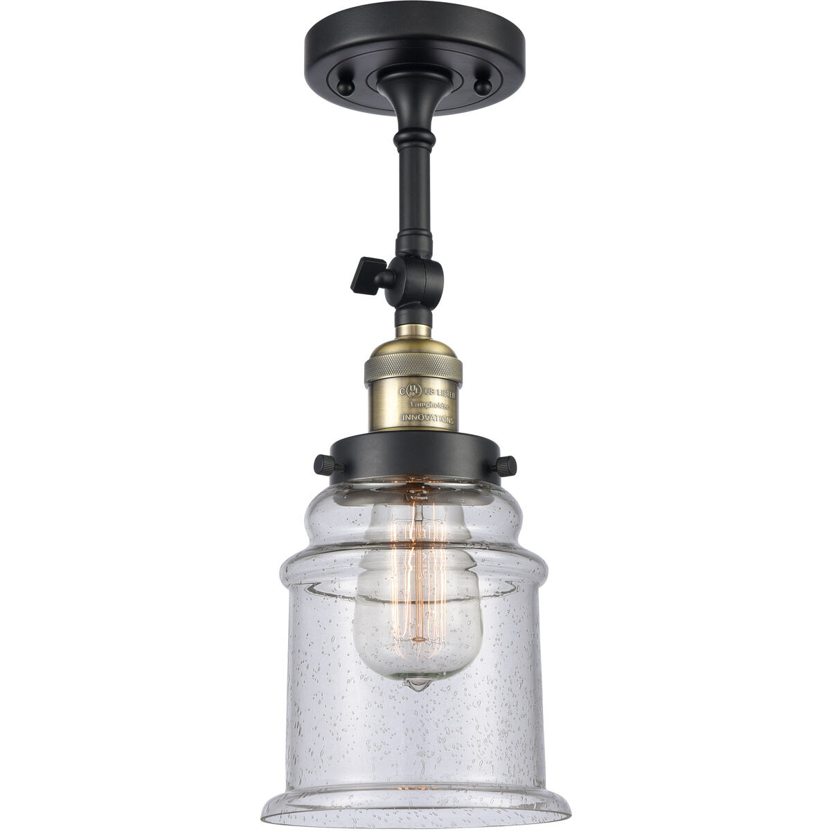 Franklin Restoration Canton LED 6.5 inch Black Antique Brass Sconce Wall Light in Seedy Glass, Franklin Restoration