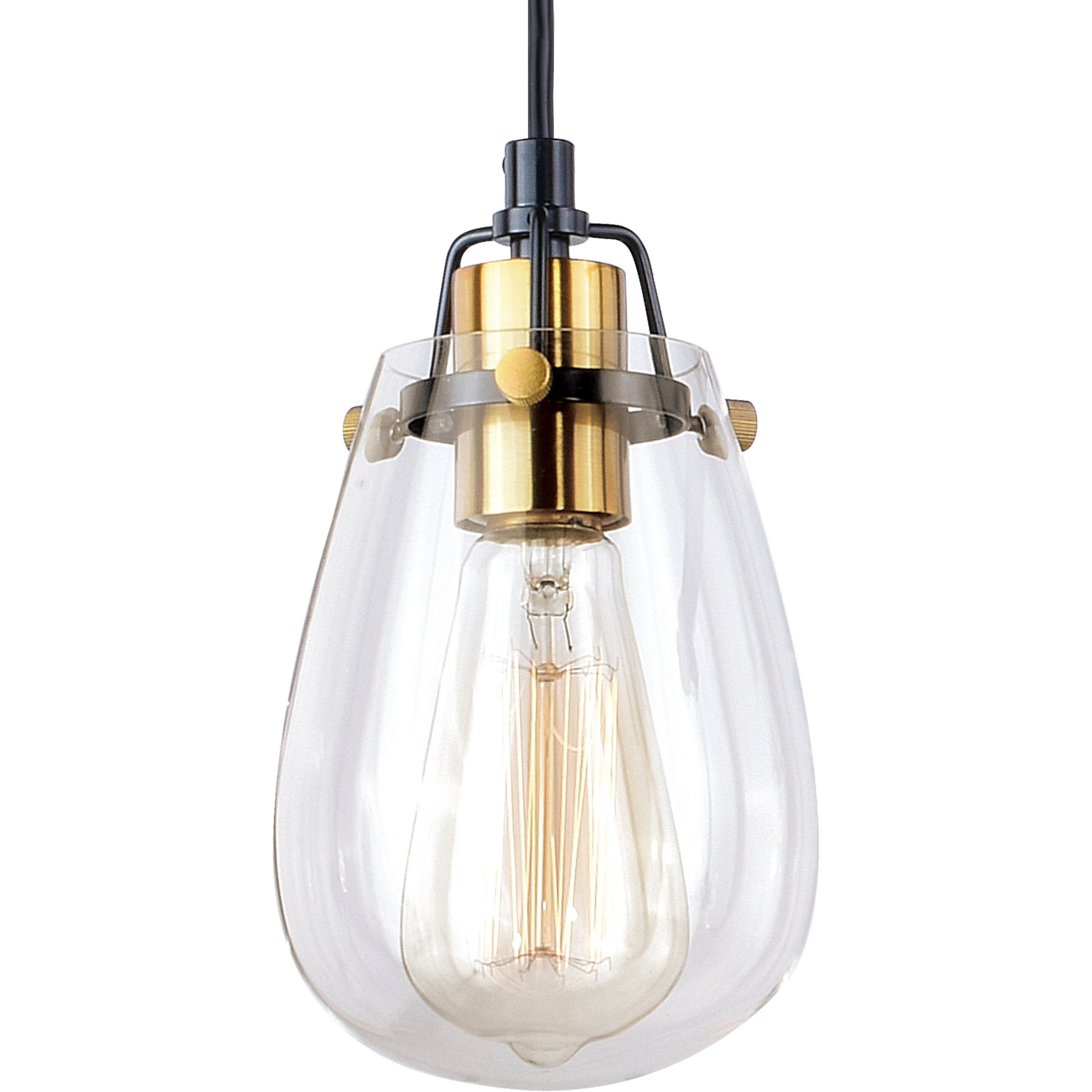 Kassidy LED 5 inch Black and Natural Brass Mini Pendant Ceiling Light