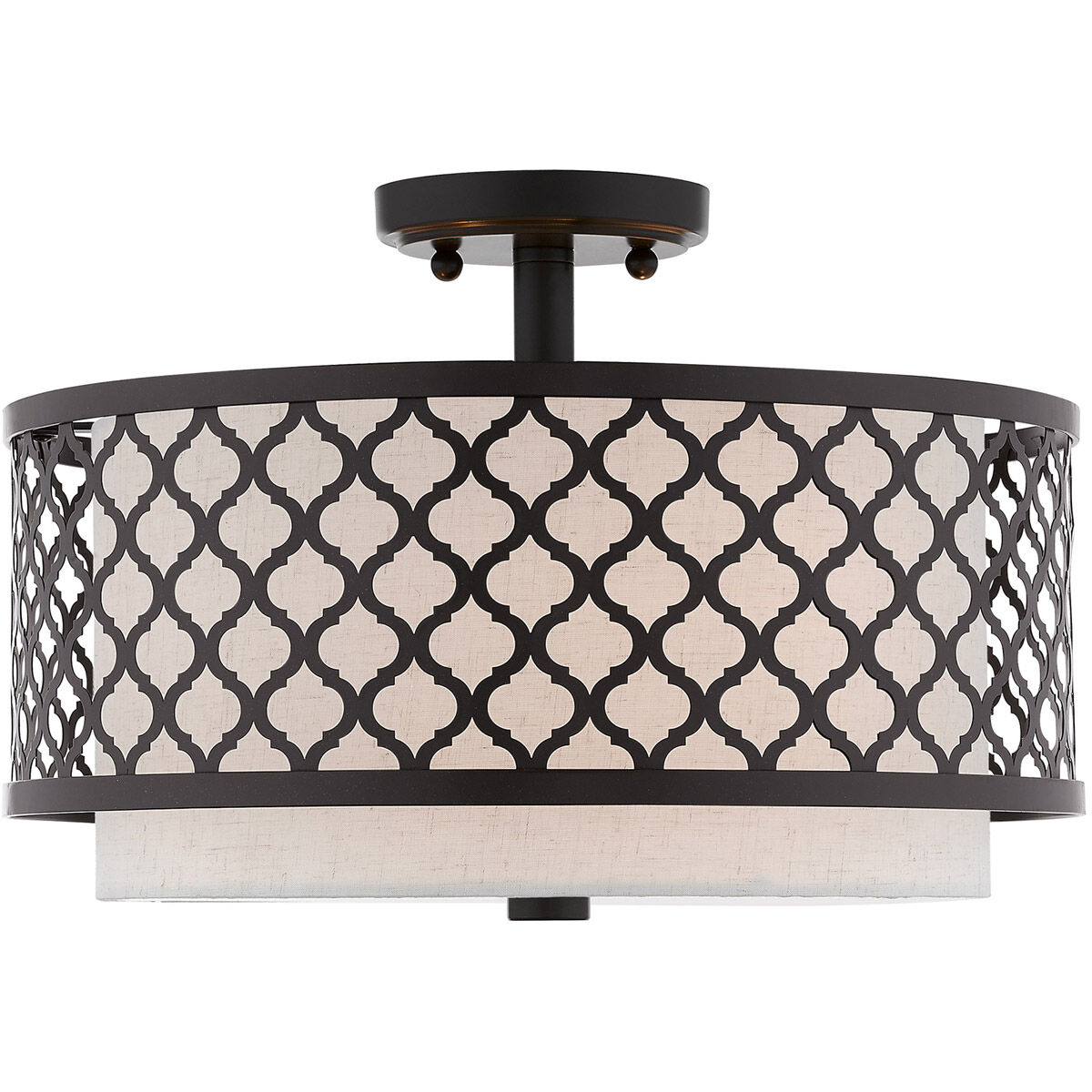Arabesque 3 Light 15 inch English Bronze Semi-Flush Mount Ceiling Light