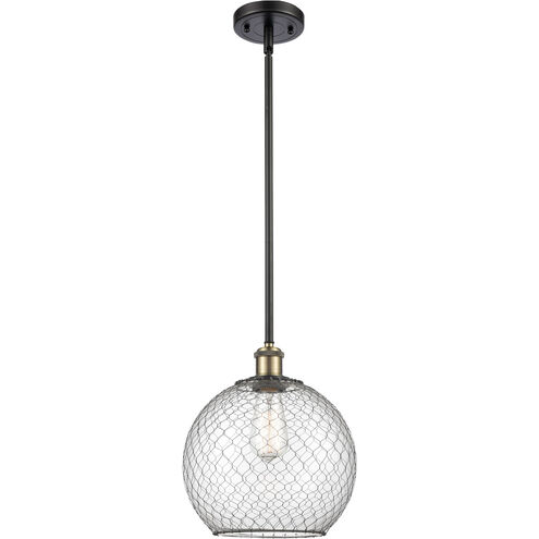 Ballston Large Farmhouse Chicken Wire LED 10 inch Black Antique Brass Pendant Ceiling Light, Ballston