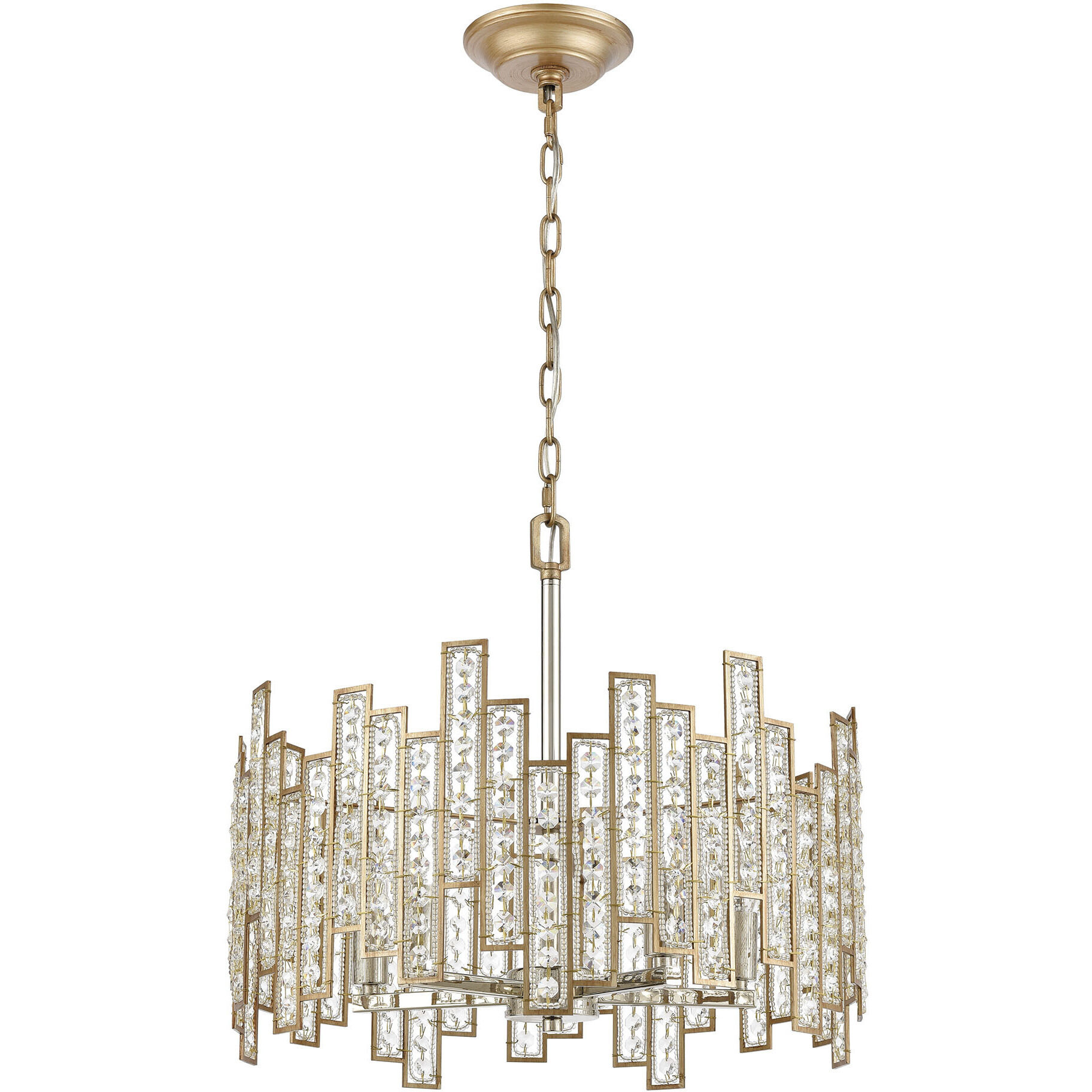 Equilibrium 5 Light 19 inch Matte Gold with Polished Nickel Chandelier Ceiling Light