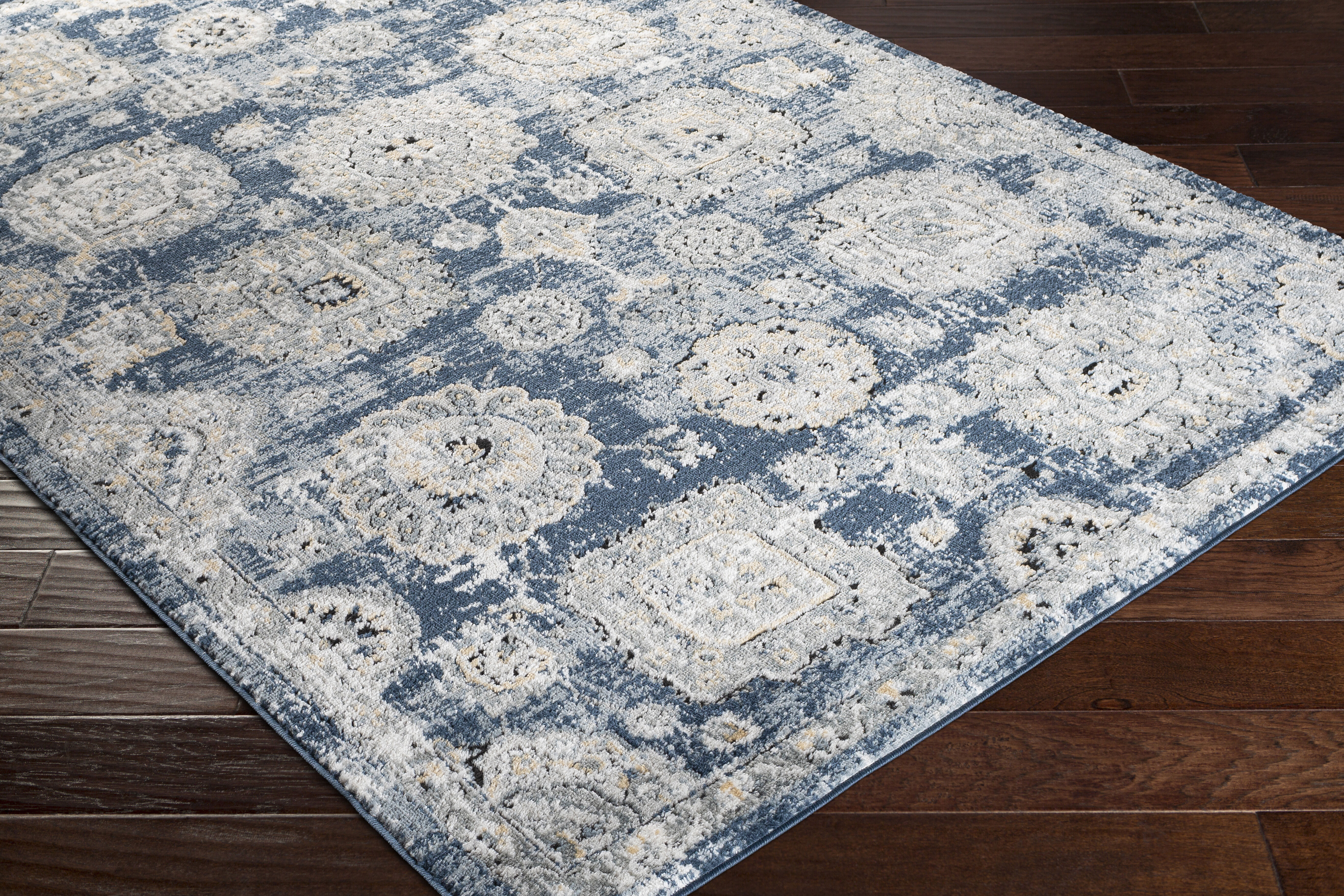 Jolie 87 X 63 inch Dark Blue Rug in 5 x 8, Rectangle