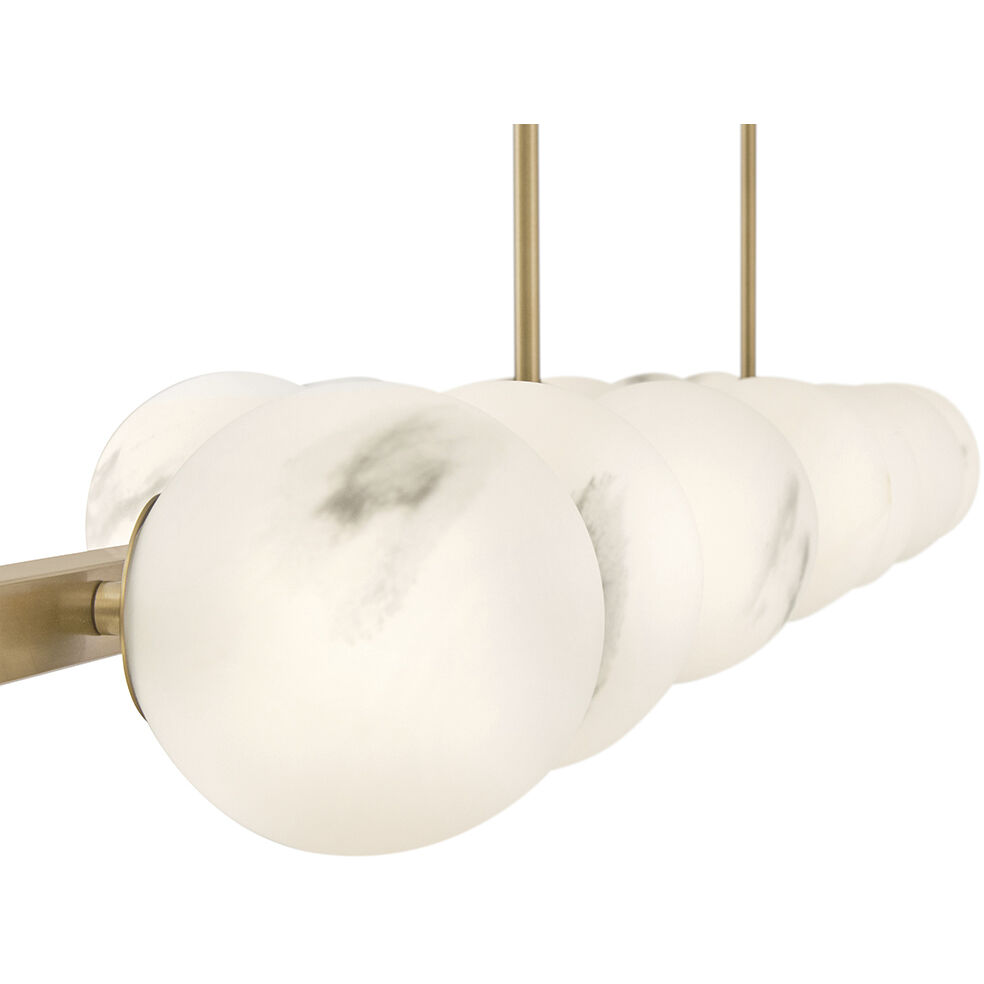 Selene 14 Light 74 inch Lacquered Brass Linear Pendant Ceiling Light