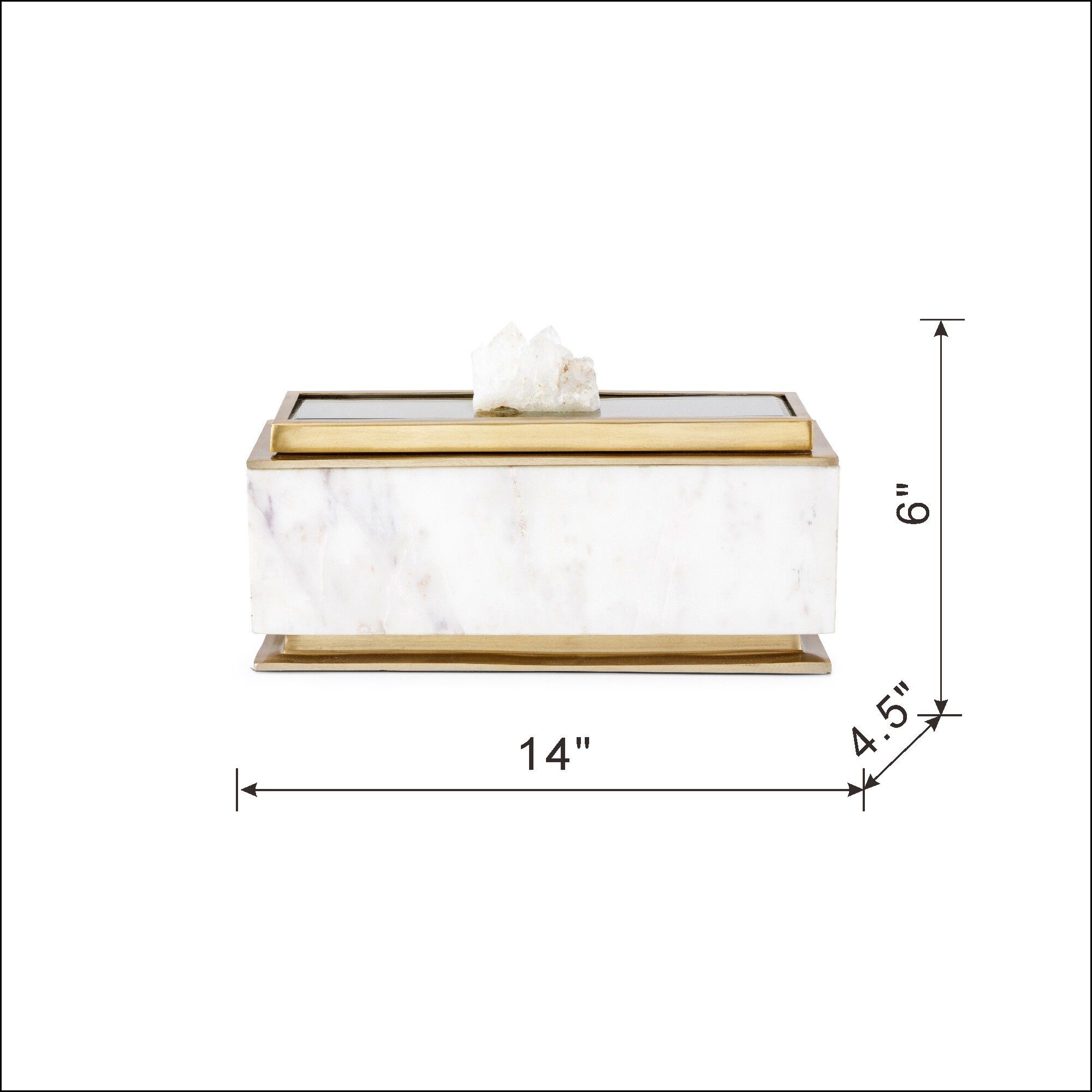 Anita 14 X 4.5 inch White/Gold Decorative Box