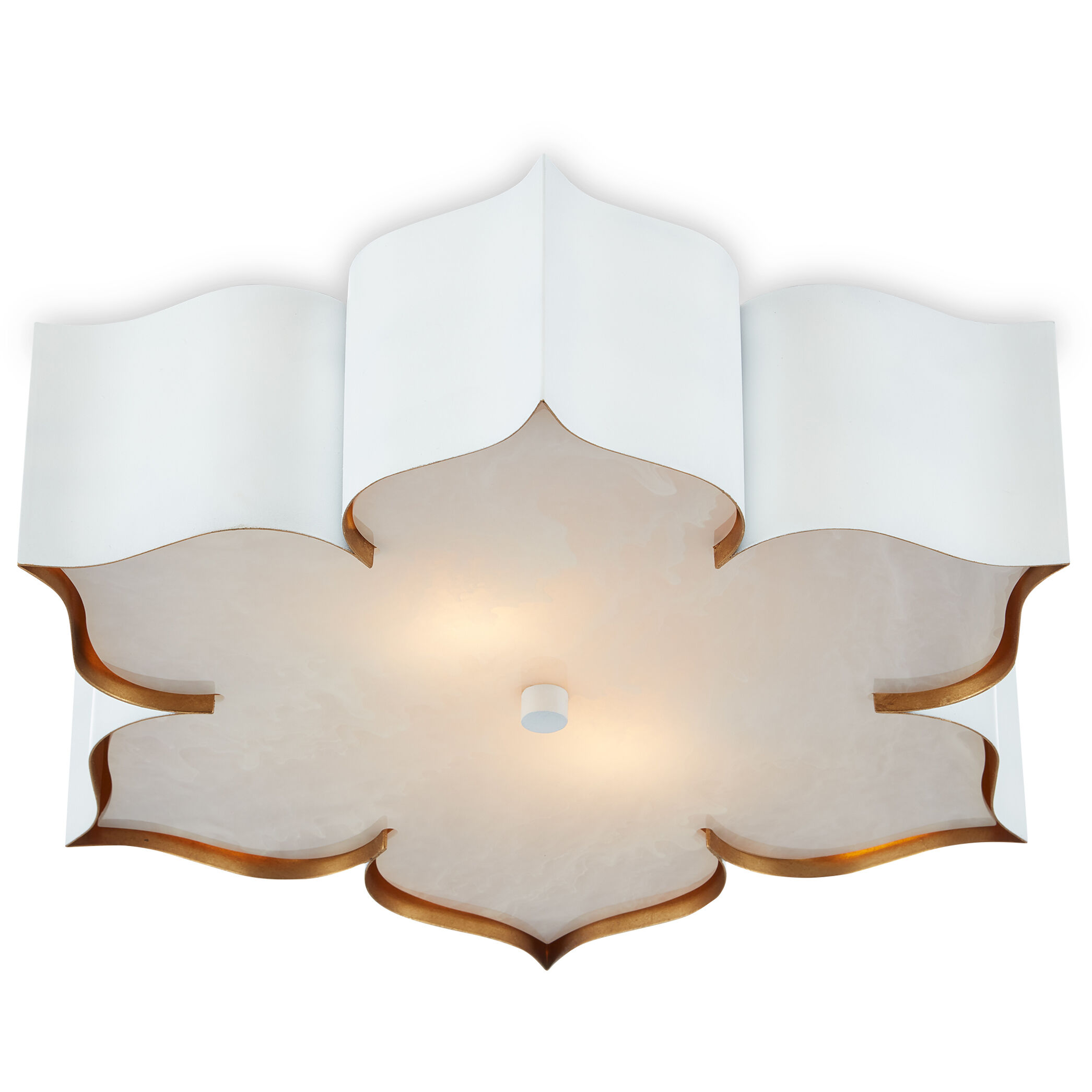 Grand Lotus 2 Light 19 inch Sugar White/Contemporary Gold Flush Mount Ceiling Light