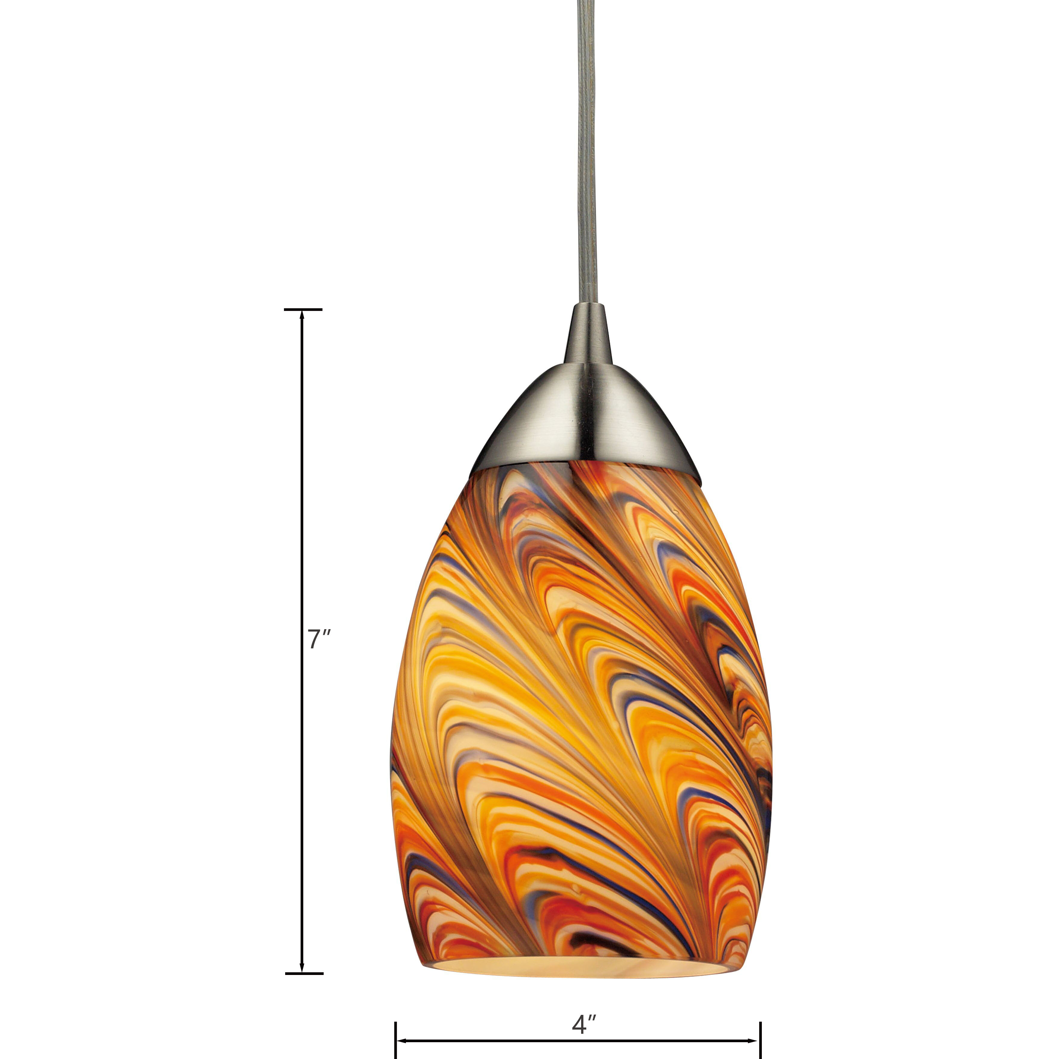 Vortex 1 Light 4 inch Ochre with Satin Nickel Mini Pendant Ceiling Light