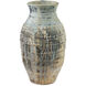 Ragusa Antique White and Blue Drip Outdoor Urn, Large