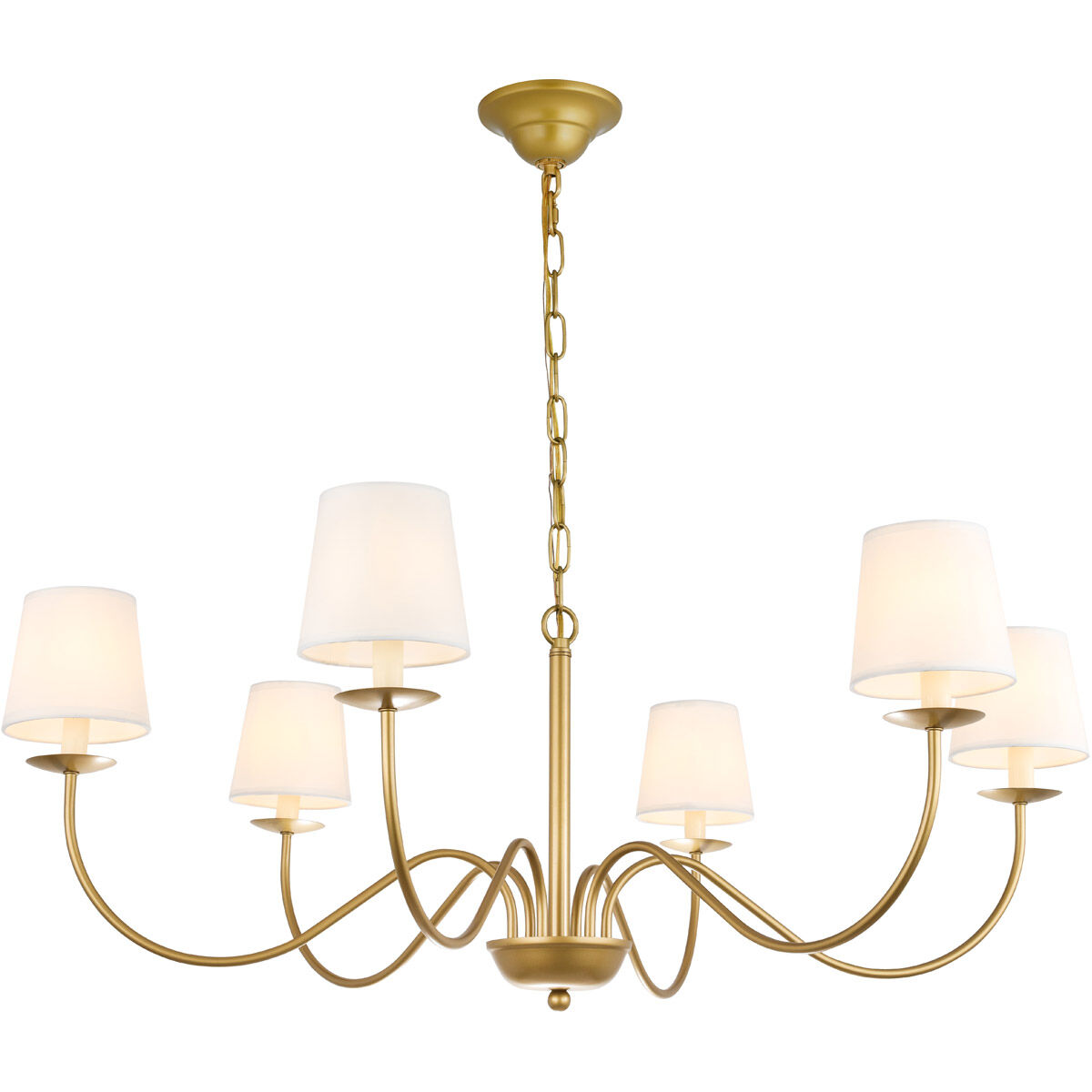 Eclipse 6 Light 37 inch Brass Chandelier Ceiling Light