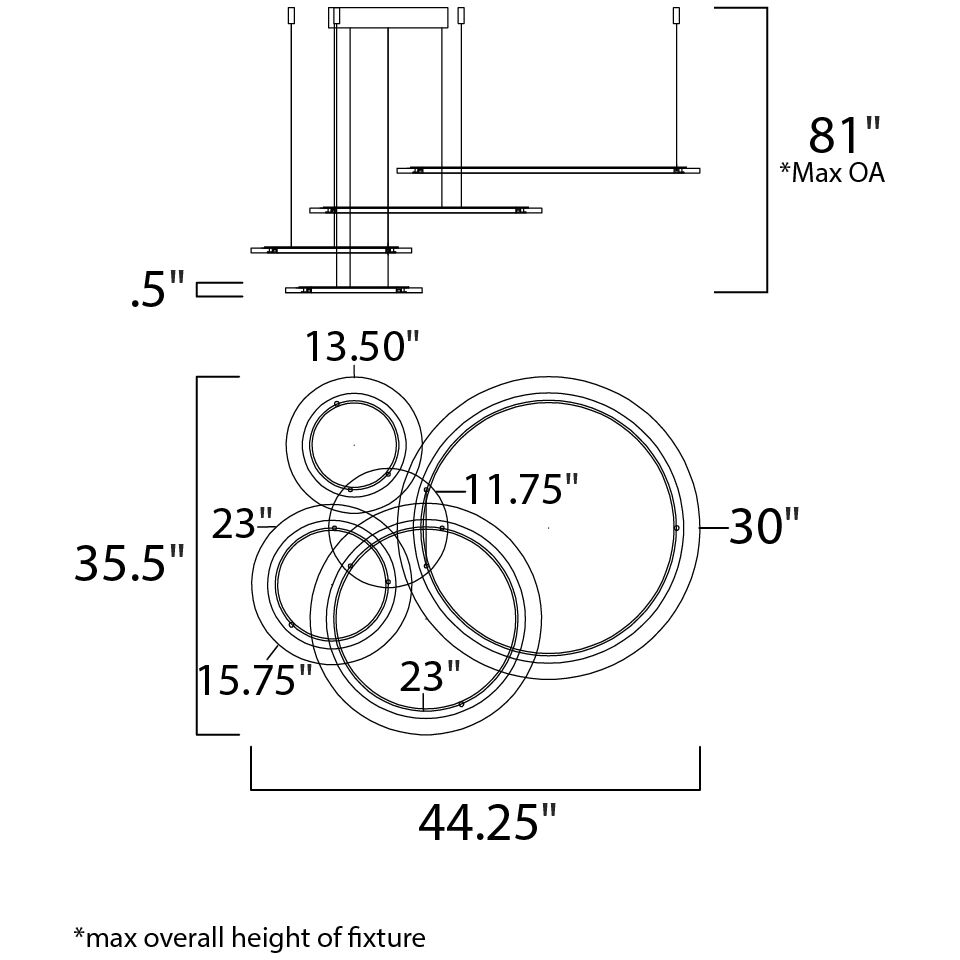 Saturn II LED LED 35.5 inch Matte Silver Multi-Light Pendant Ceiling Light