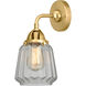 Nouveau 2 Chatham LED 6 inch Satin Gold Sconce Wall Light in Clear Glass