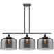 Ballston X-Large Bell 3 Light 36 inch Matte Black Island Light Ceiling Light in Plated Smoke Glass, Ballston