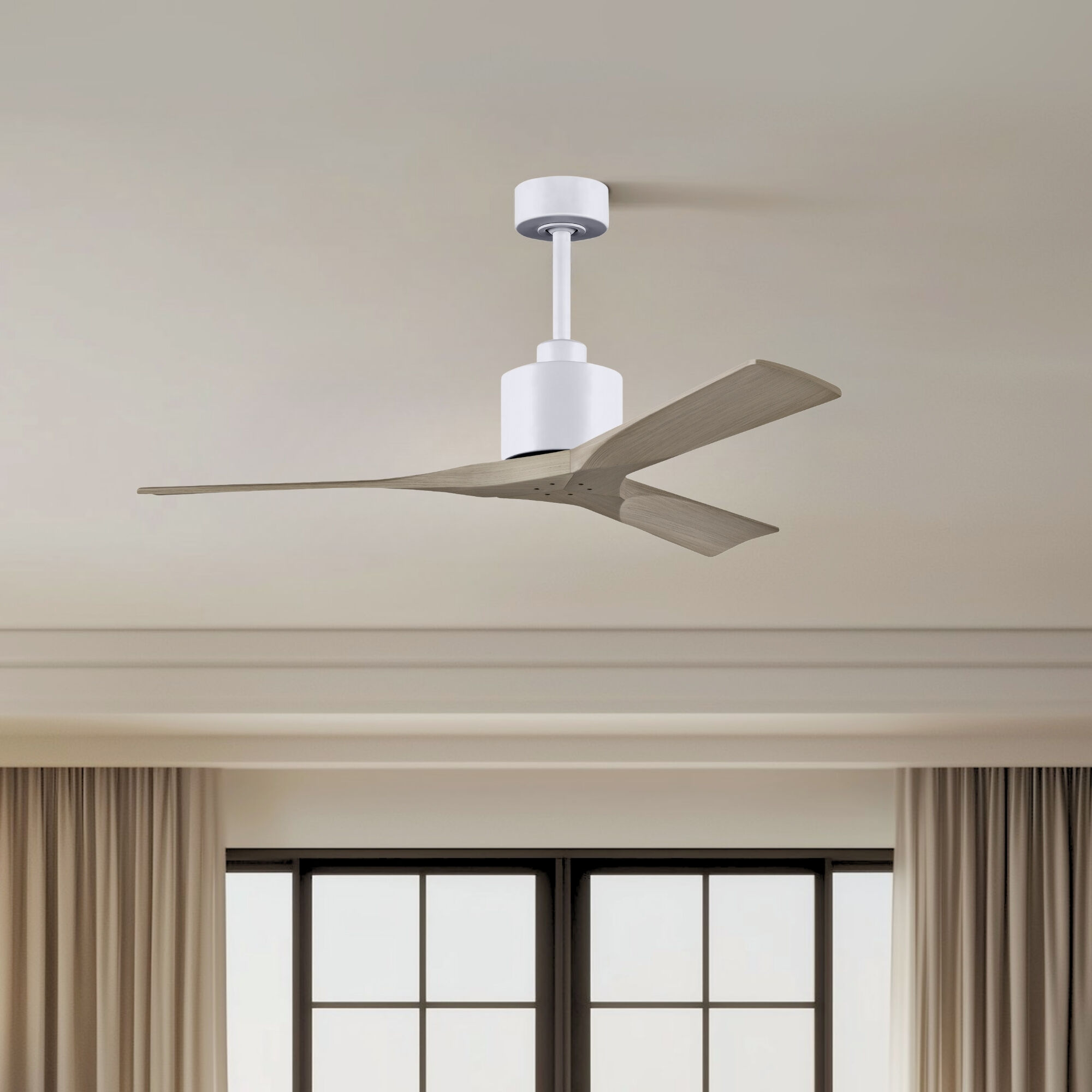 Atlas Nan 52 inch Matte White with Gray Ash Tone Blades Ceiling Fan