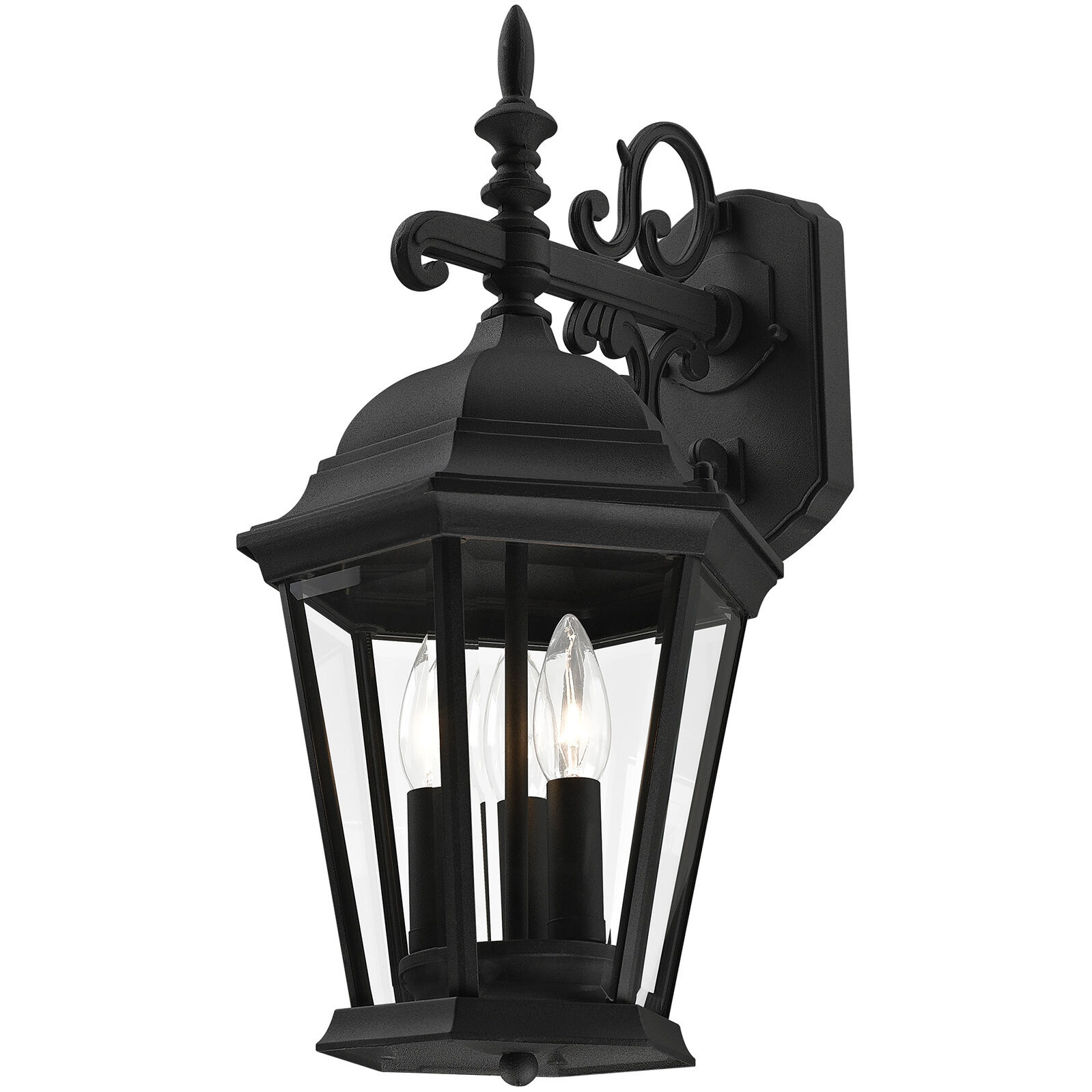 Hamilton 3 Light 19 inch Textured Black Outdoor Wall Lantern