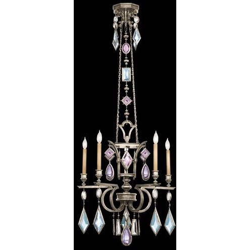 Encased Gems 5 Light 27 inch Silver Chandelier Ceiling Light in Multi-Colored Crystal