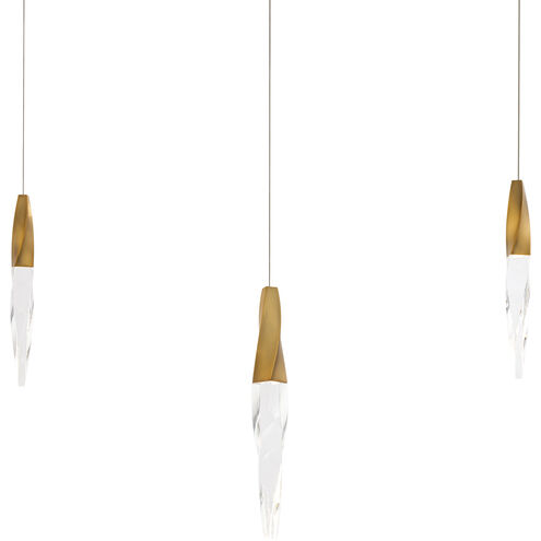 Beyond Kindjal LED 5.5 inch Aged Brass Multi-Light Pendant Ceiling Light, Linear Canopy