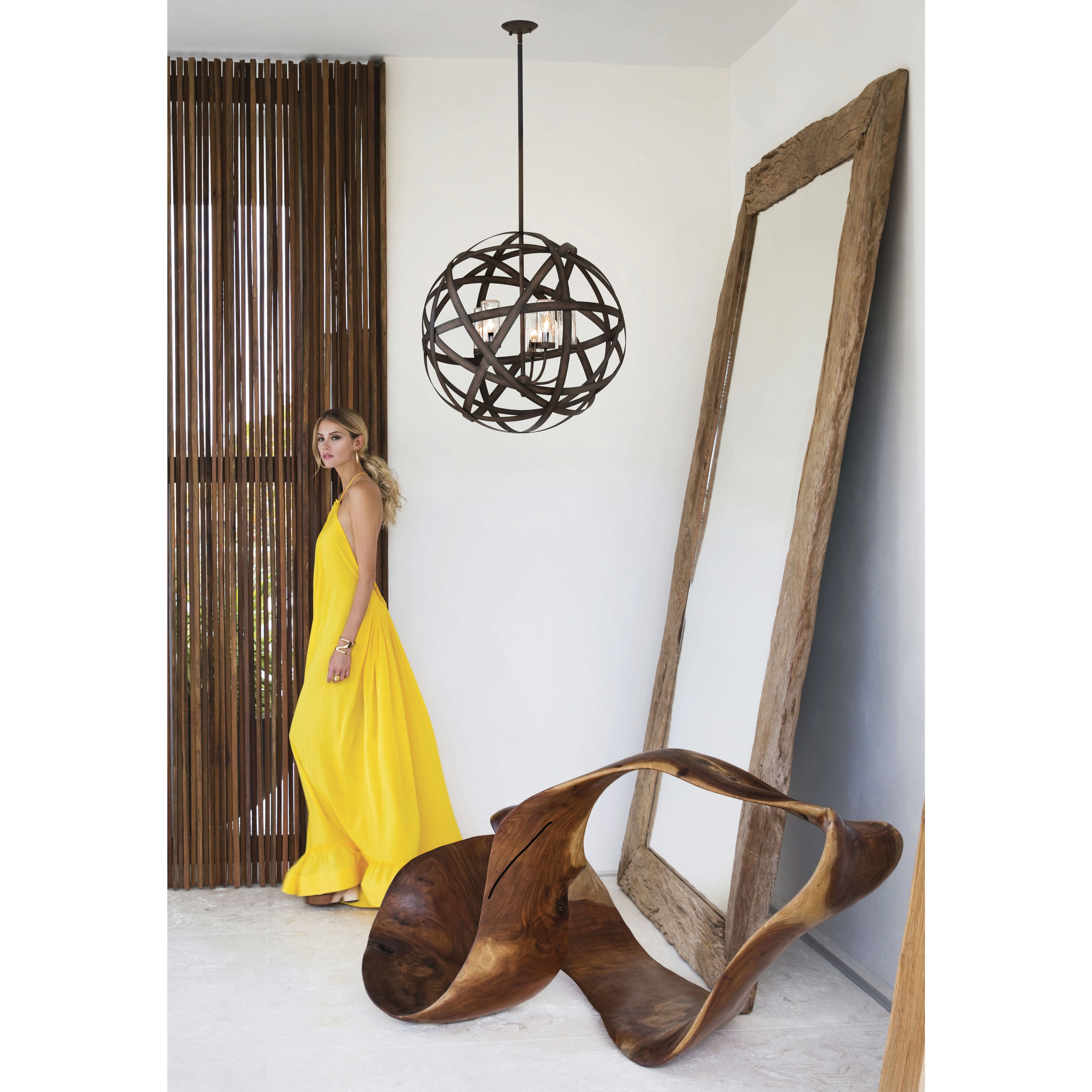 Open Air Carson 5 Light 26.5 inch Vintage Iron Outdoor Hanging in Non-LED