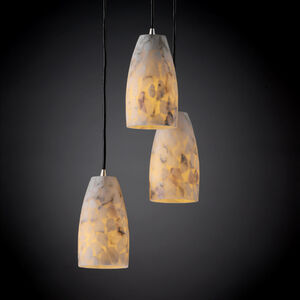 Alabaster Rocks 3 Light 4 inch Brushed Nickel Pendant Ceiling Light in Cord, Tall Tapered Cylinder