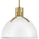 Argo LED 14 inch Polished White with Lacquered Brass Indoor Pendant Ceiling Light