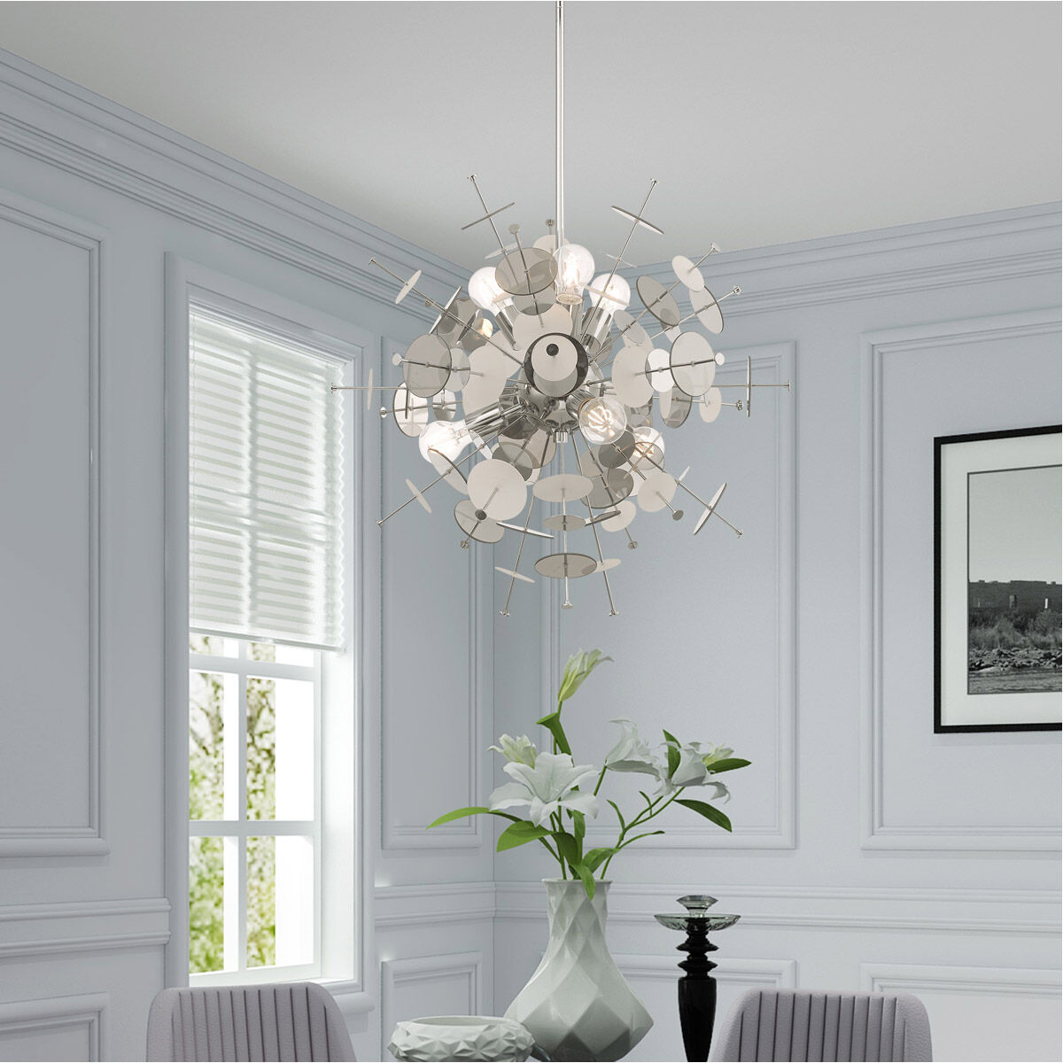 Livex 40074 05 Circulo 6 Light 24 inch Polished Chrome Pendant Chandelier Ceiling Light