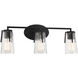 Sacremento 3 Light 24 inch Black Bathroom Vanity Light Wall Light, Essentials