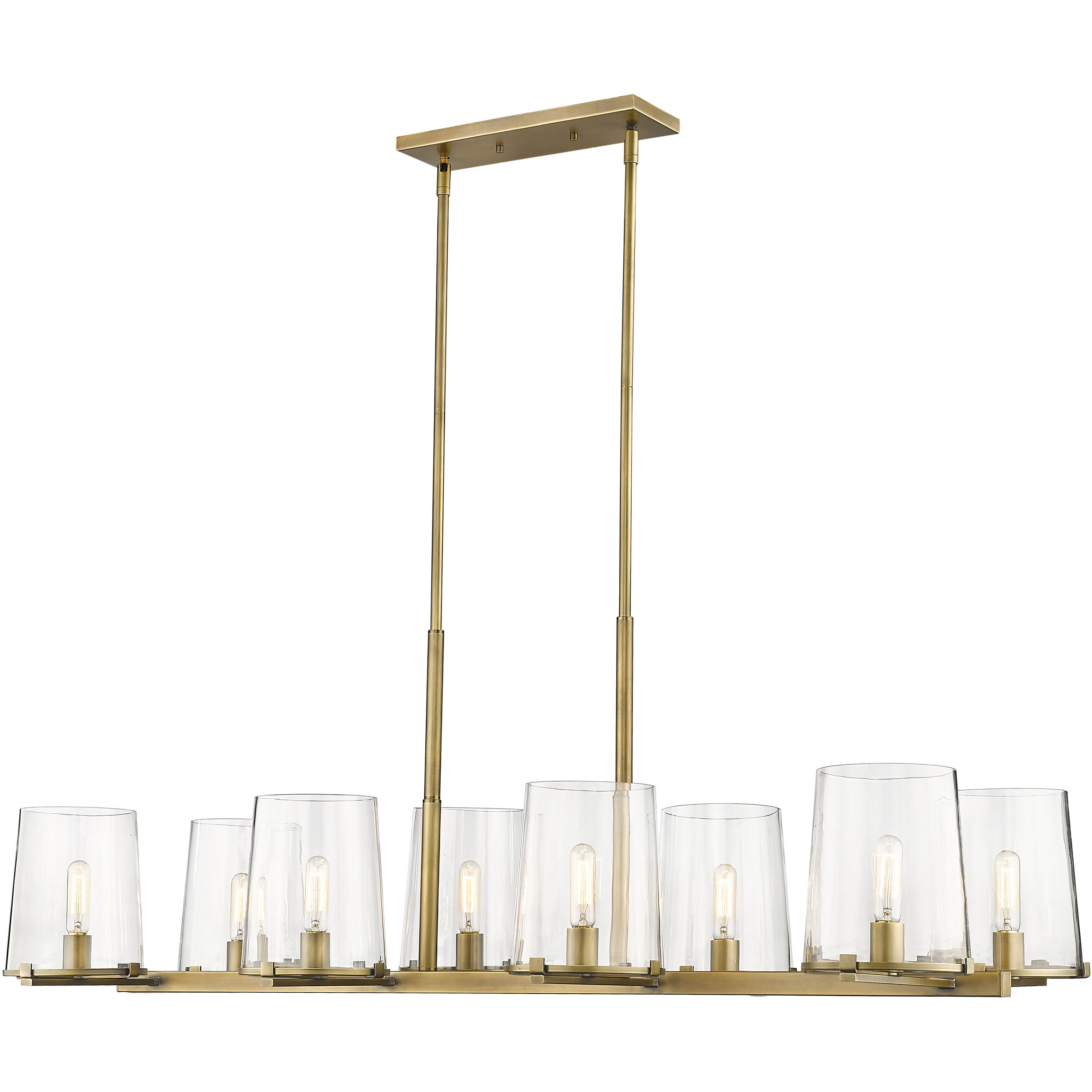 Callista 8 Light 56 inch Rubbed Brass Linear Chandelier Ceiling Light