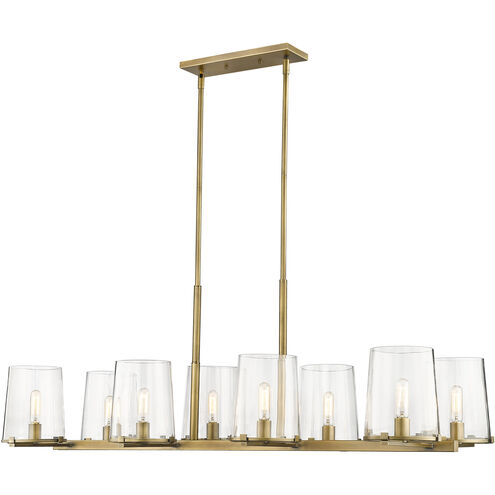 Callista 8 Light 56 inch Rubbed Brass Linear Chandelier Ceiling Light