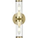 Revolve 2 Light 12.59 inch Clear Glass and Natural Brass Bath Vanity Wall Light