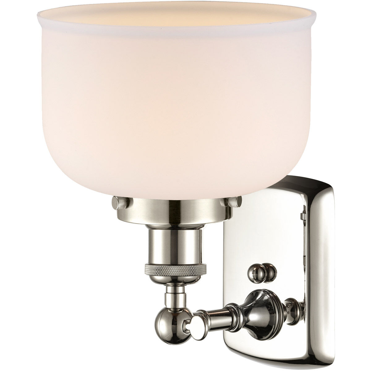 Ballston Large Bell 1 Light 8 inch Polished Nickel Sconce Wall Light in Matte White Glass