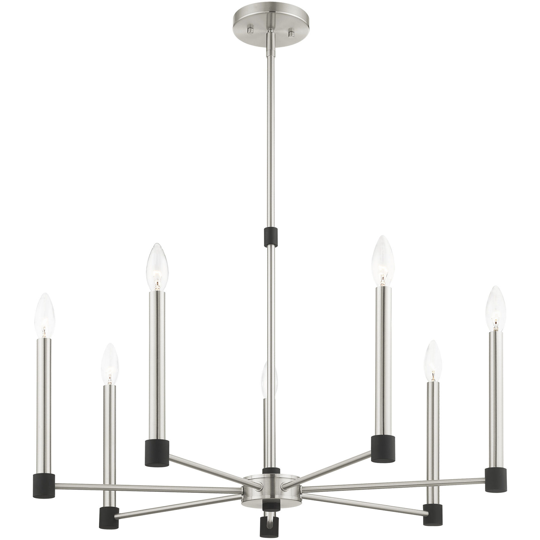 Karlstad 7 Light 28 inch Brushed Nickel with Satin Brass Accents Chandelier Ceiling Light