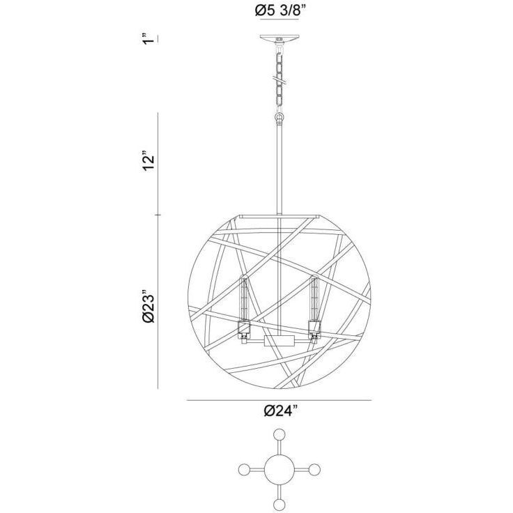 Atom 4 Light 23 inch Black Chandelier Ceiling Light