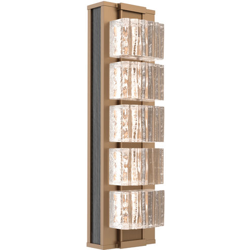 Tessera Sconce Wall Light in 2700K LED, Novel Brass with Dark Oak, Wave Cast, Small