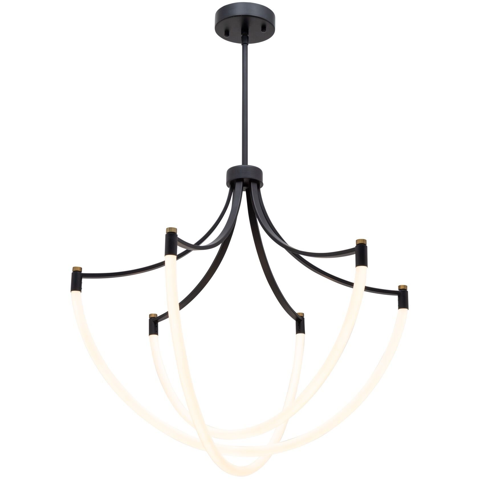 Cascata LED 28 inch Black and Brushed Brass Down Chandelier Ceiling Light