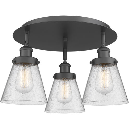 Cone 3 Light 18 inch Matte Black Flush Mount Ceiling Light in Seedy