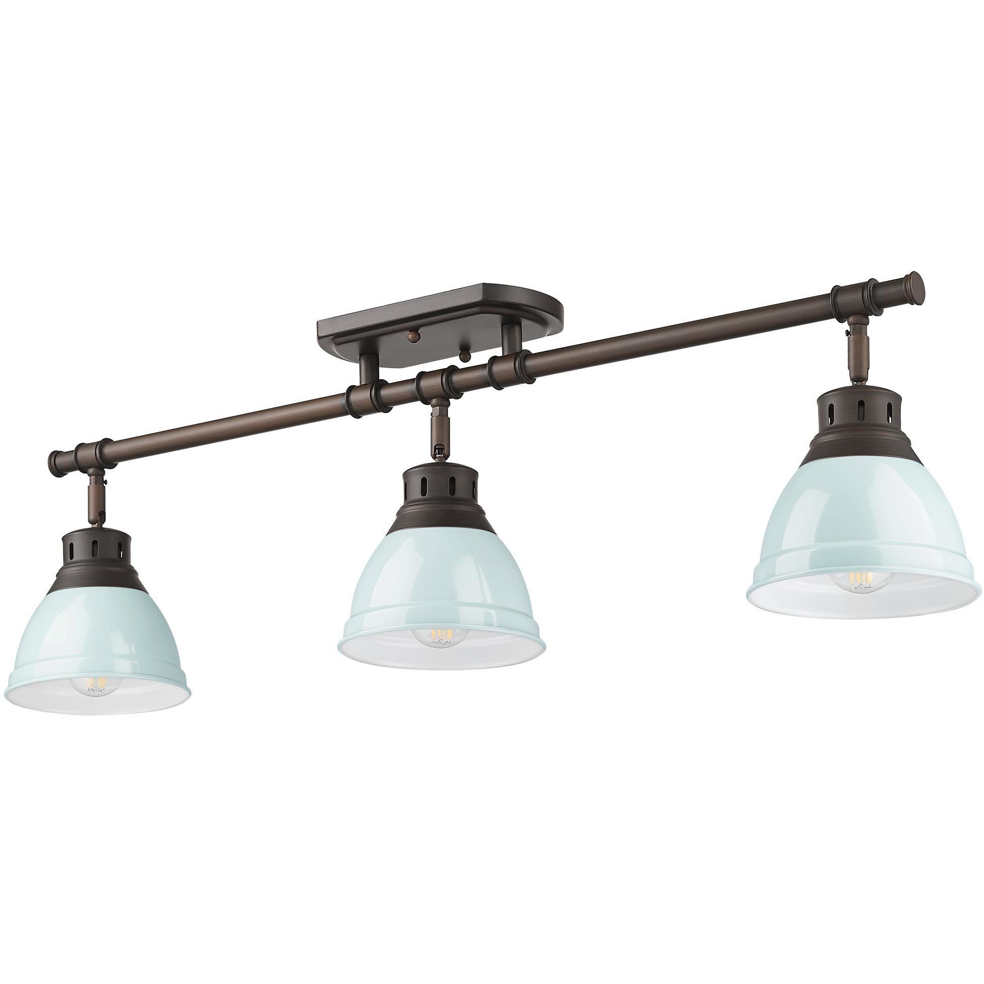 Yep Duncan 3 Light 35.38 inch Rubbed Bronze Semi-Flush Mount Ceiling Light in Seafoam