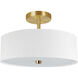 Everly 3 Light 14.25 inch Aged Brass with White Semi-Flush Mount Ceiling Light