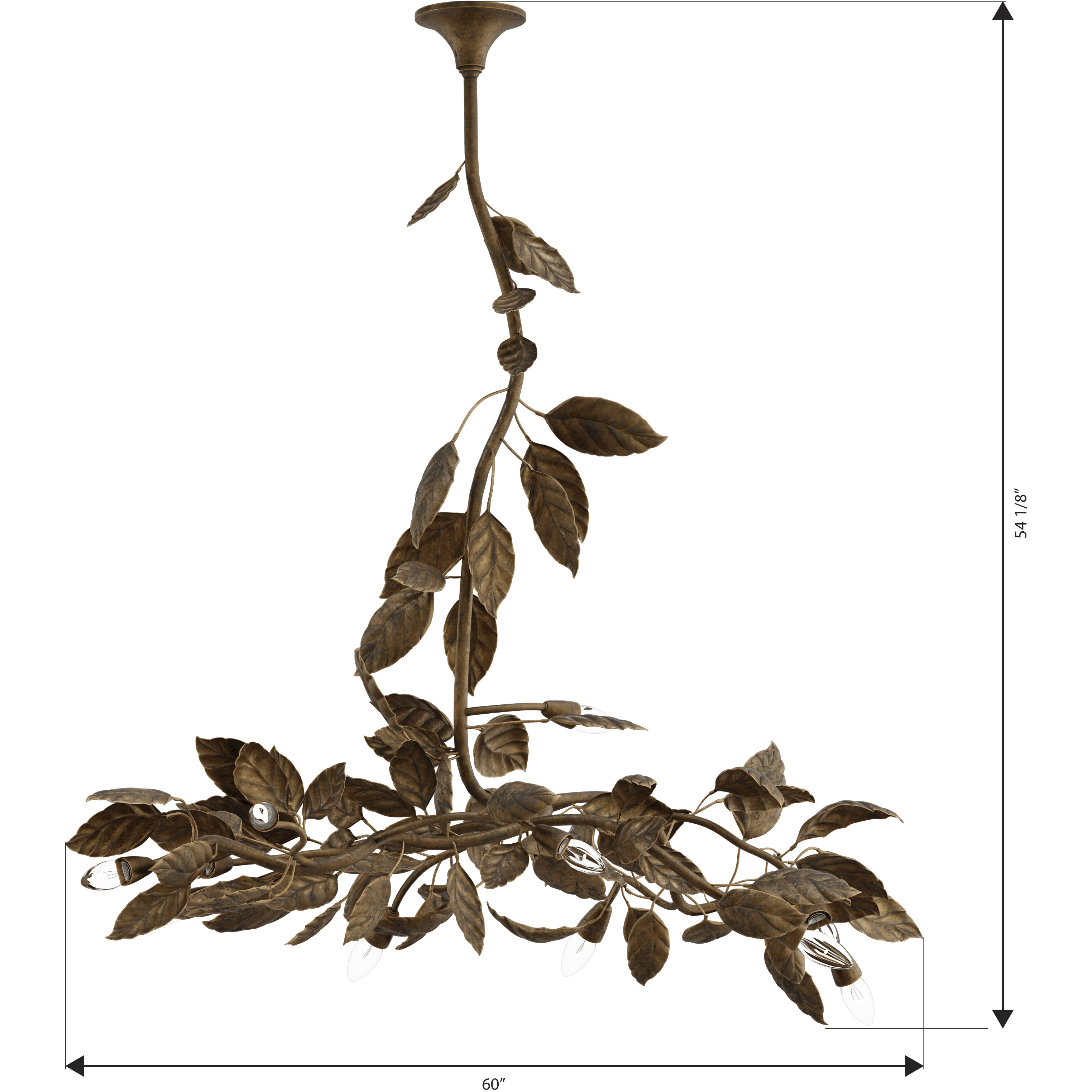 Seraphine 11 Light 60 inch Weathered Gold Linear Chandelier Ceiling Light