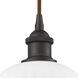 Ballston Fenton 1 Light 7 inch Oil Rubbed Bronze Mini Pendant Ceiling Light in Matte White Glass, Ballston