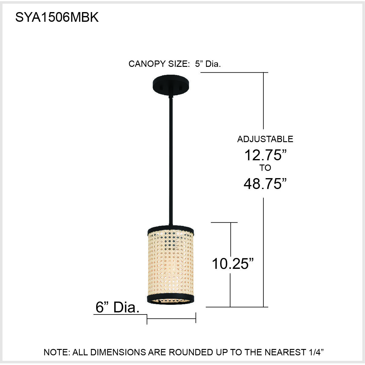 Syrah 1 Light 6 inch Matte Black Mini Pendant Ceiling Light