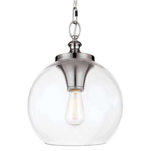 Alpine 1 Light 12 inch Polished Nickel Pendant Ceiling Light