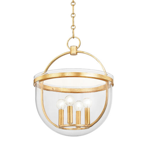 Malloy 4 Light 15.5 inch Vintage Gold Leaf Hanging Lantern Ceiling Light